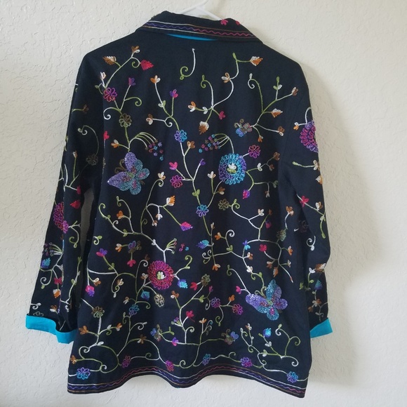 The Quacker Factory Black Beaded Butterfly Jacket - Picture 3 of 5